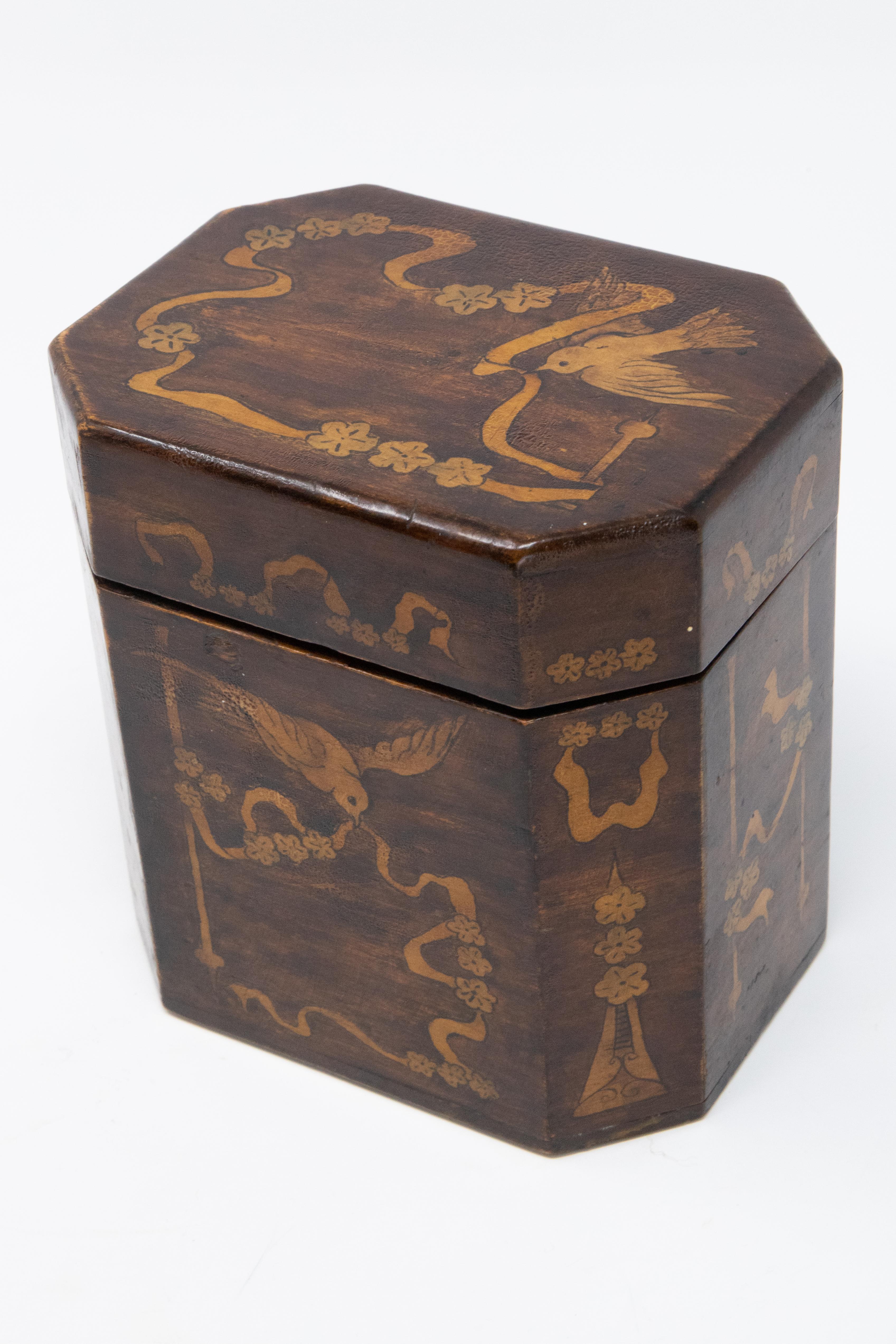 English British Tea Caddy with Inlay For Sale
