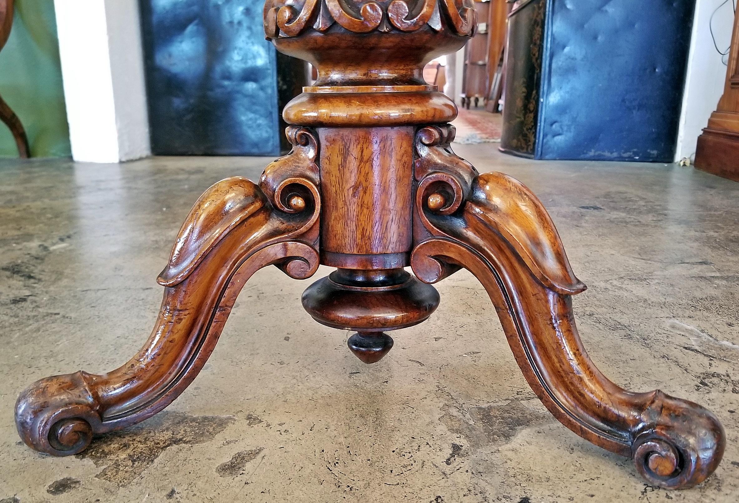 19th Century British Trumpet Shaped Table with Games Top 2