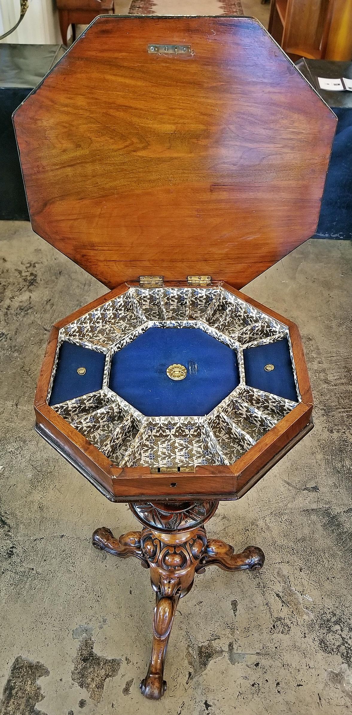 English 19th Century British Trumpet Shaped Table with Games Top