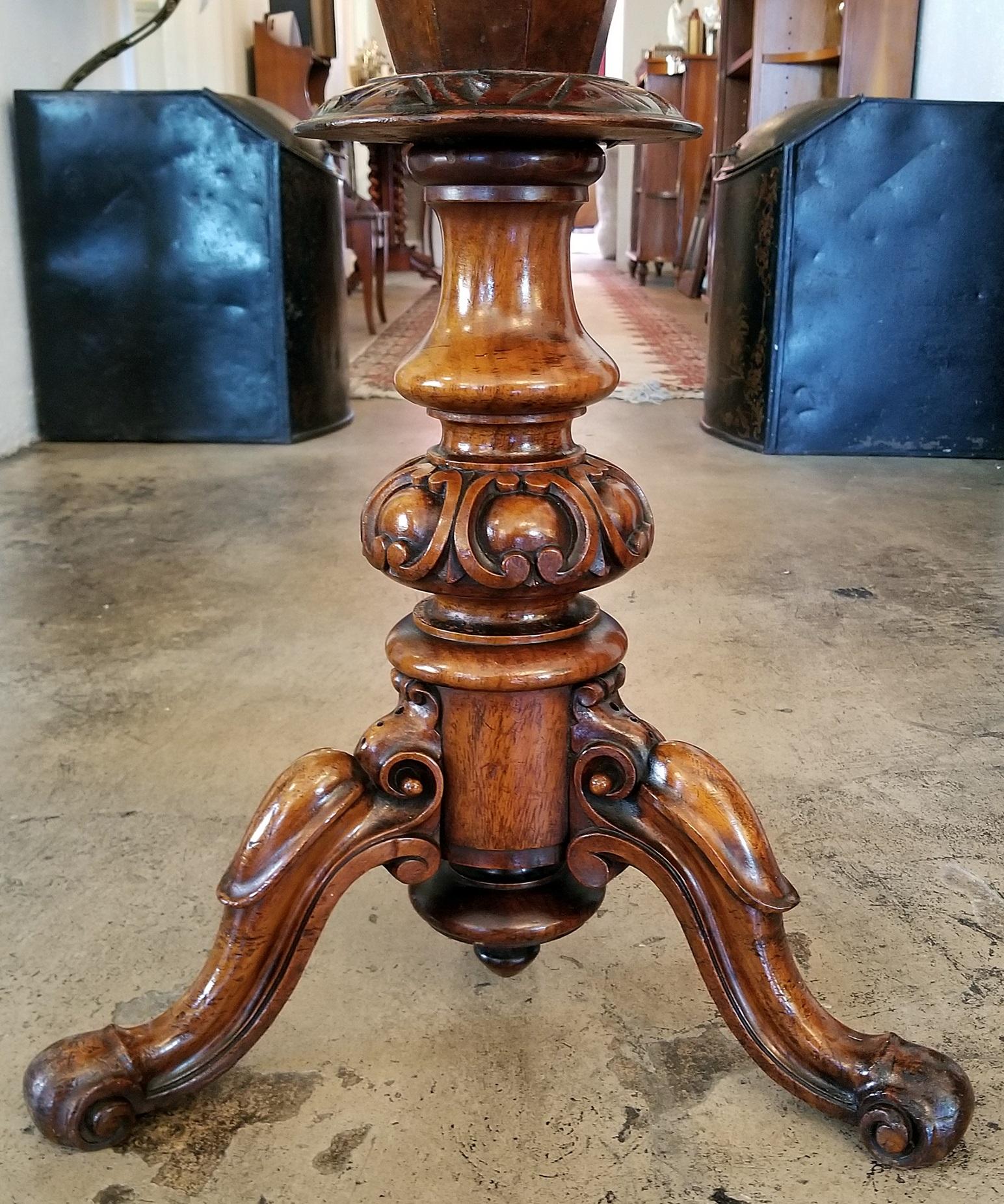 19th Century British Trumpet Shaped Table with Games Top 1
