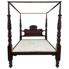 Antique 19th Century British West Indies 4 Post Bed from Jamaica 'California King'