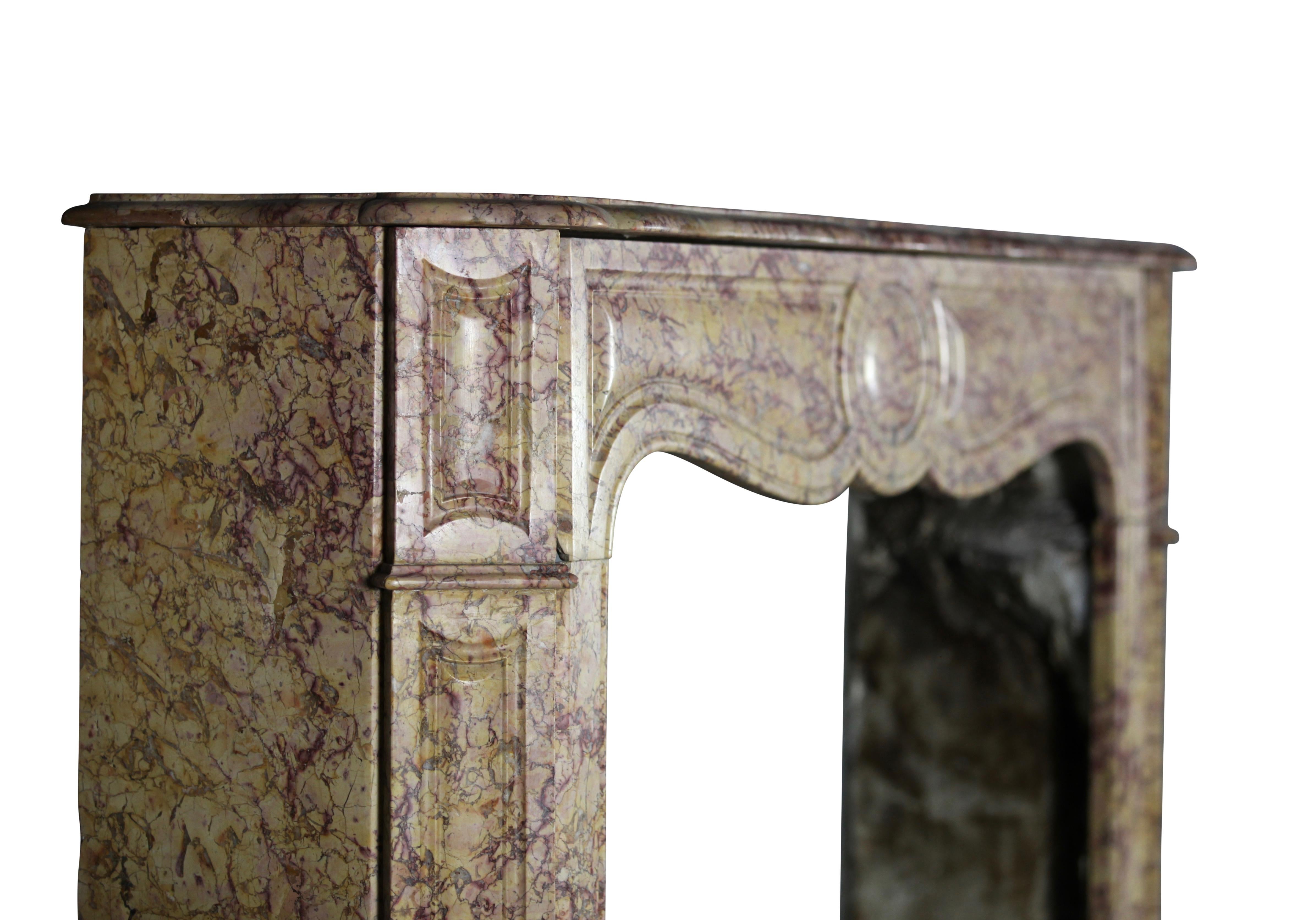 19th Century Brocatelle Marble French Vintage Fireplace Mantle For Sale 7