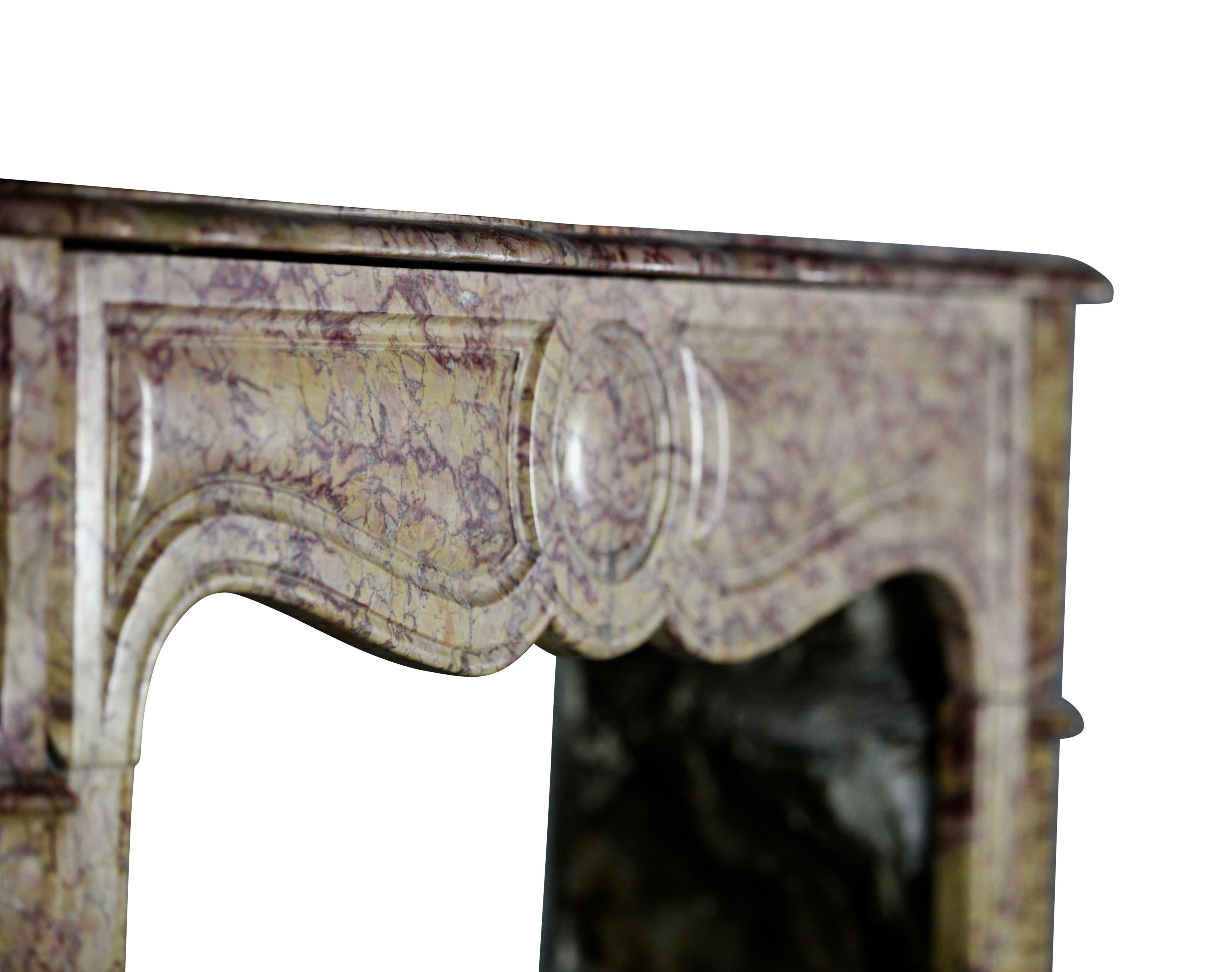 19th Century Brocatelle Marble French Vintage Fireplace Mantle For Sale 8