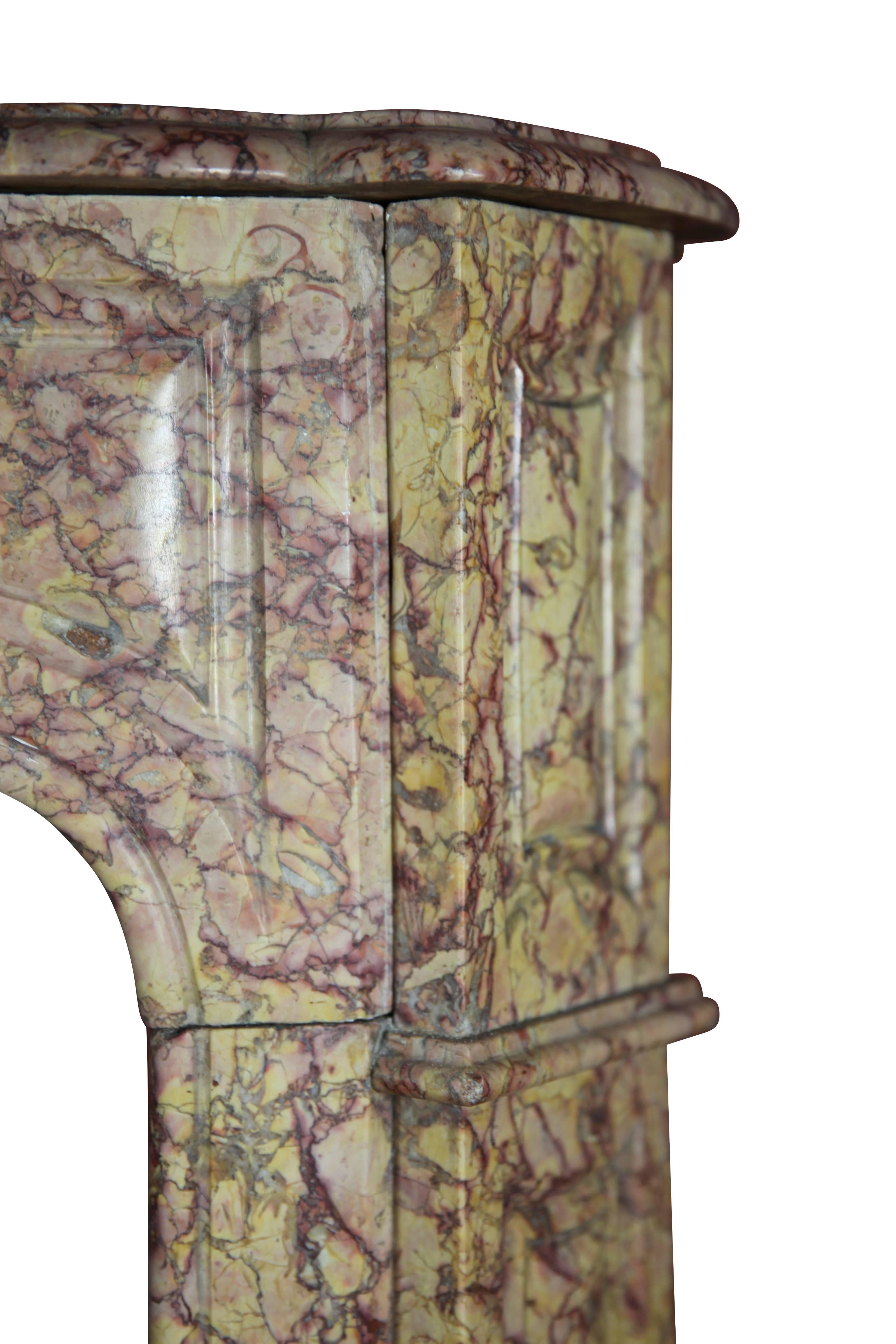 19th Century Brocatelle Marble French Vintage Fireplace Mantle For Sale 1