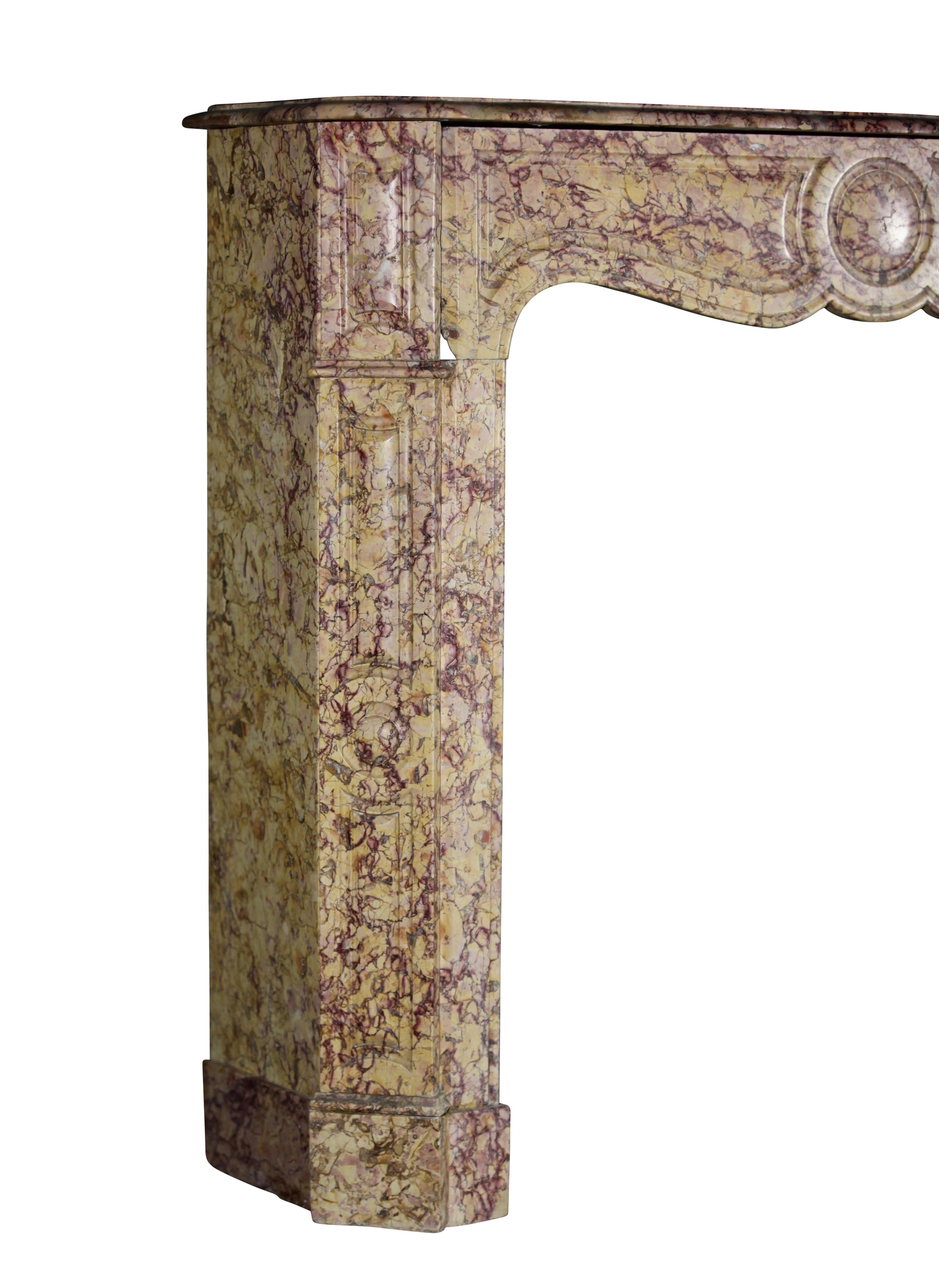 19th Century Brocatelle Marble French Vintage Fireplace Mantle For Sale 5