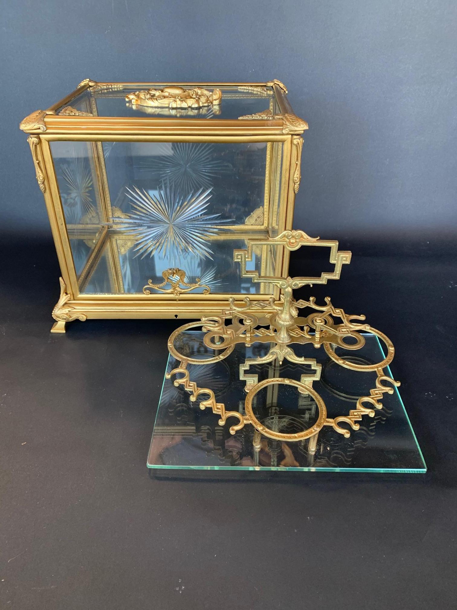 Other 19th Century Bronze and Baccarat Glass Tantalus