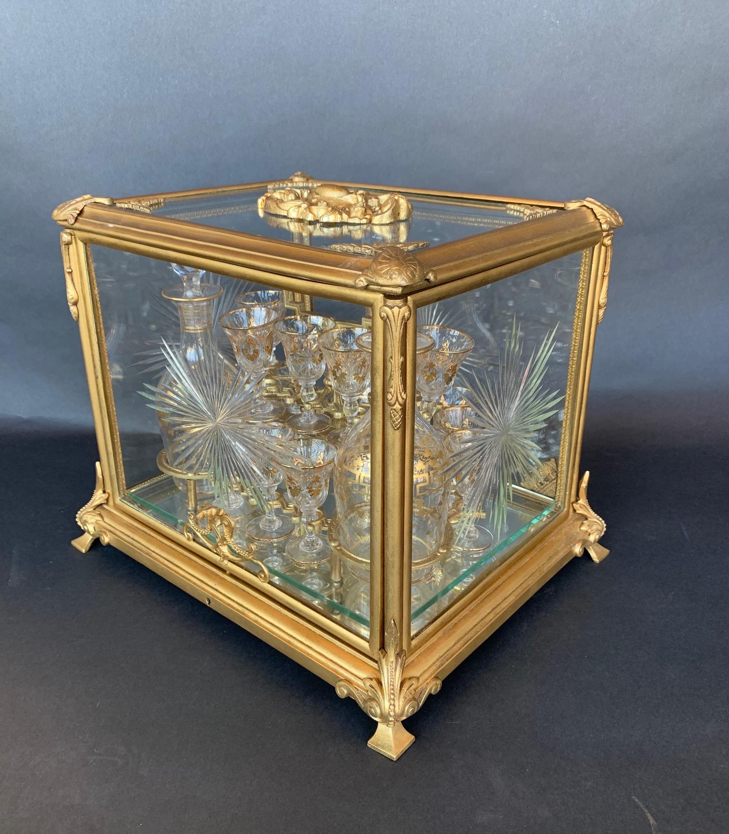 19th Century Bronze and Baccarat Glass Tantalus 3