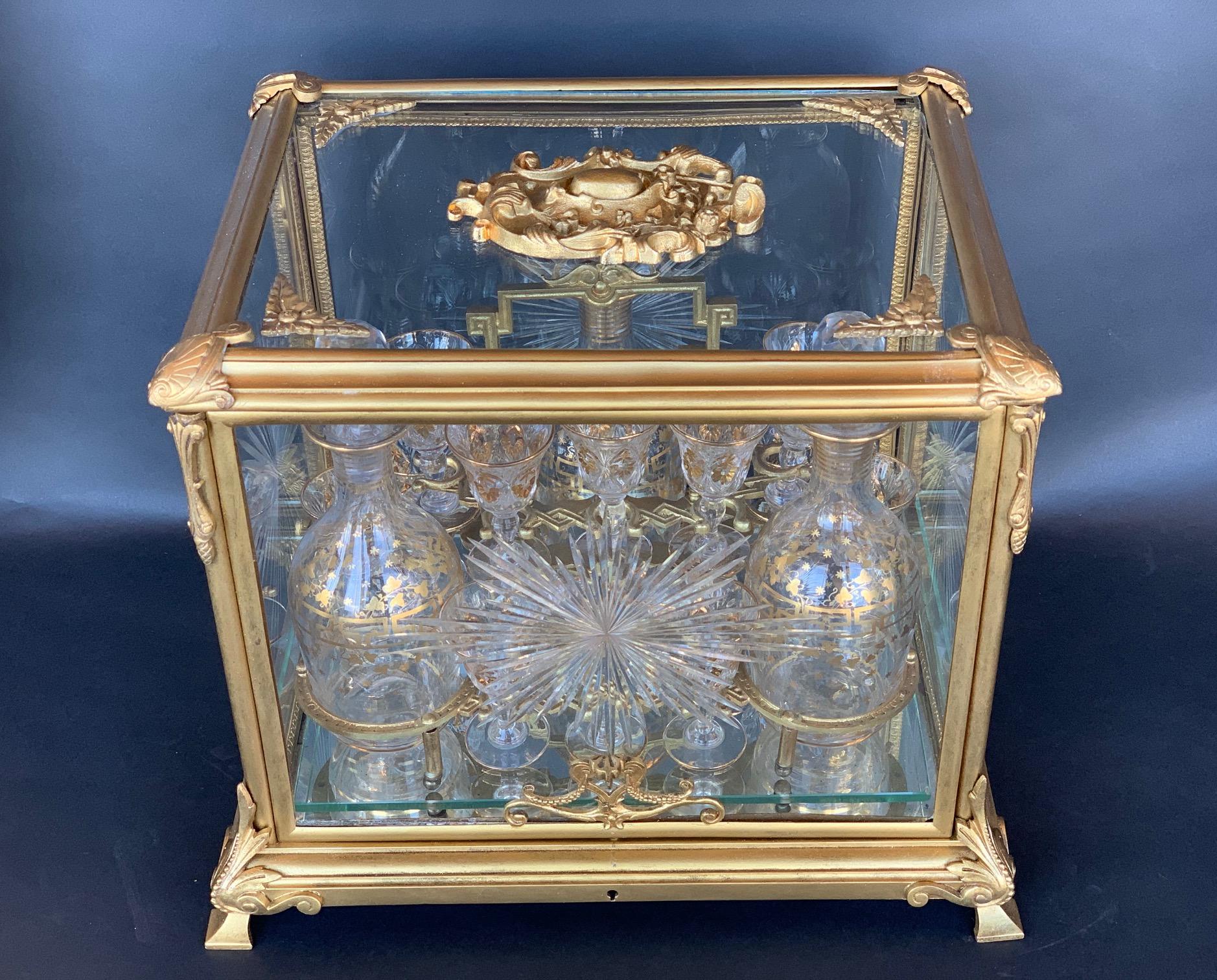 19th Century Bronze and Baccarat Glass Tantalus 4