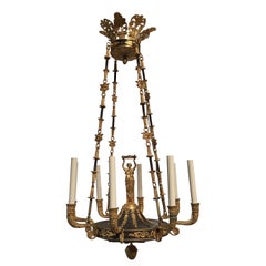 Antique 19th Century Bronze and Bronze Dore Empire Style Chandelier