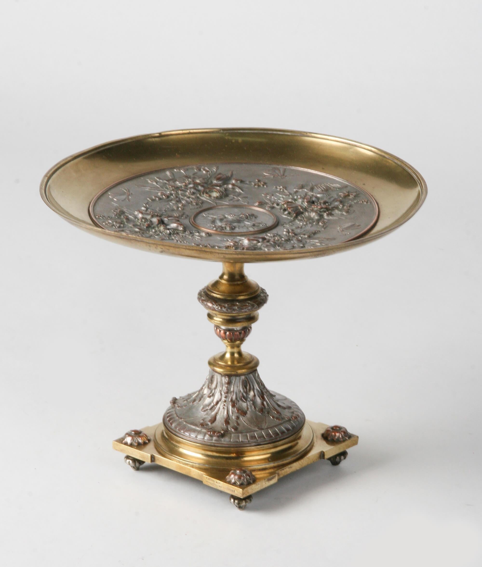 19th Century Bronze and Copper Tazza Dish, Casted by Leopold Oudry, Paris 10
