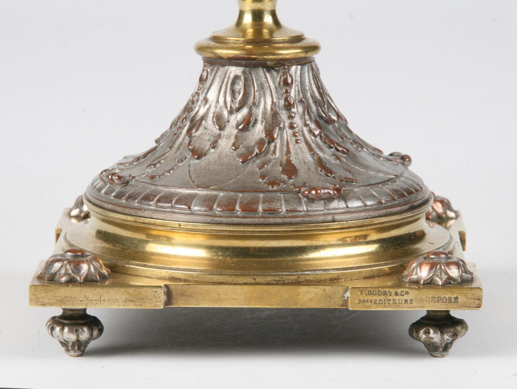 Belle Époque 19th Century Bronze and Copper Tazza Dish, Casted by Leopold Oudry, Paris