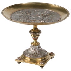 19th Century Bronze and Copper Tazza Dish, Casted by Leopold Oudry, Paris