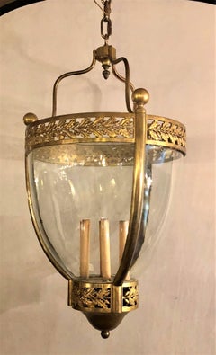 19th Century Bronze and Glass Bell Jar Large Chandelier
