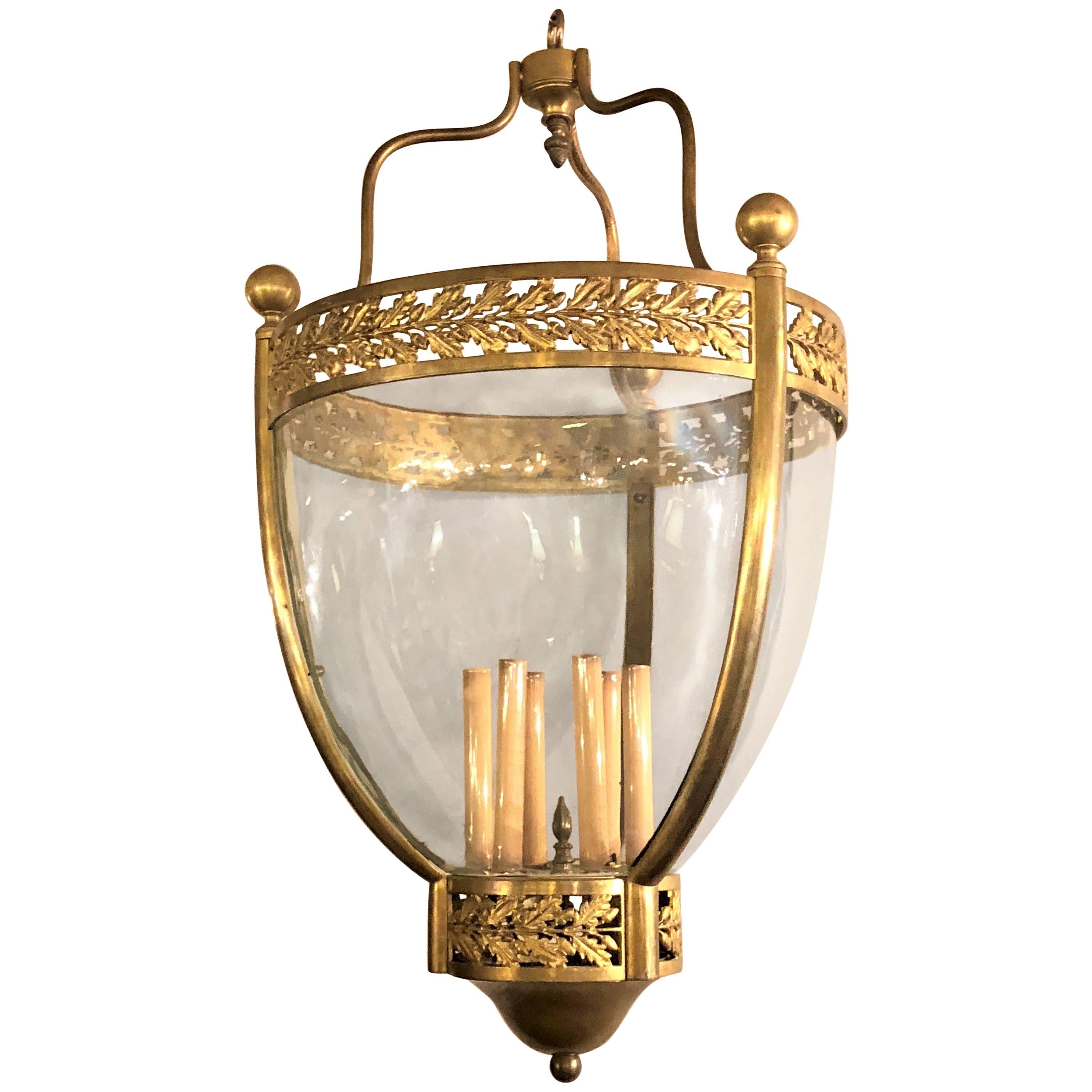 19th Century Bronze and Glass Bell Jar Large Chandelier