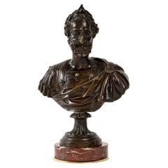 Antique 19th Century Bronze and Marble Bust of King Henry IV