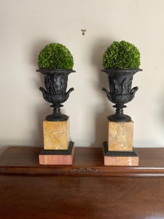 19th century bronze and marble urns