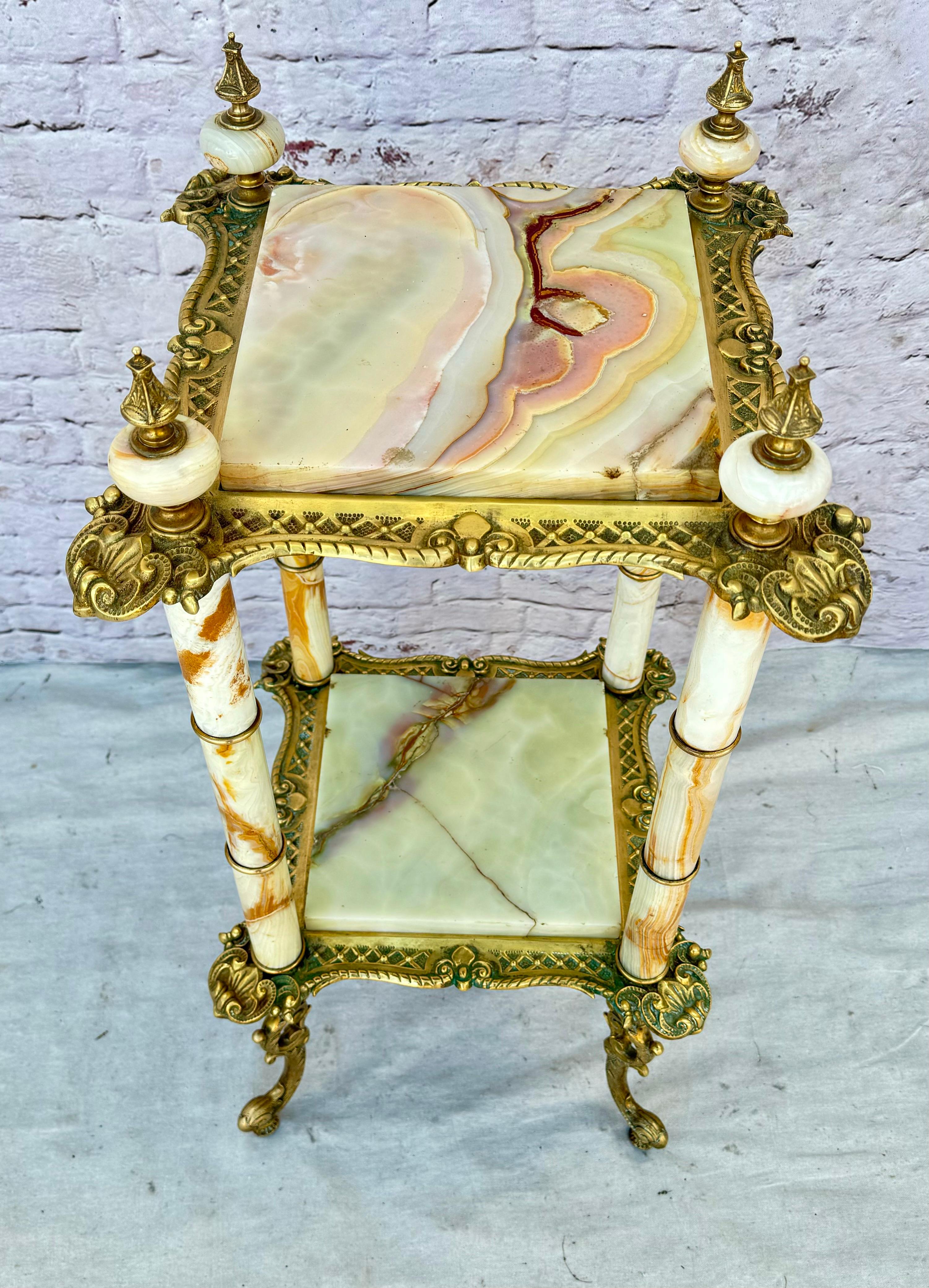 Anglais 19ème siècle Bronze et Onyx Plant Stand en vente