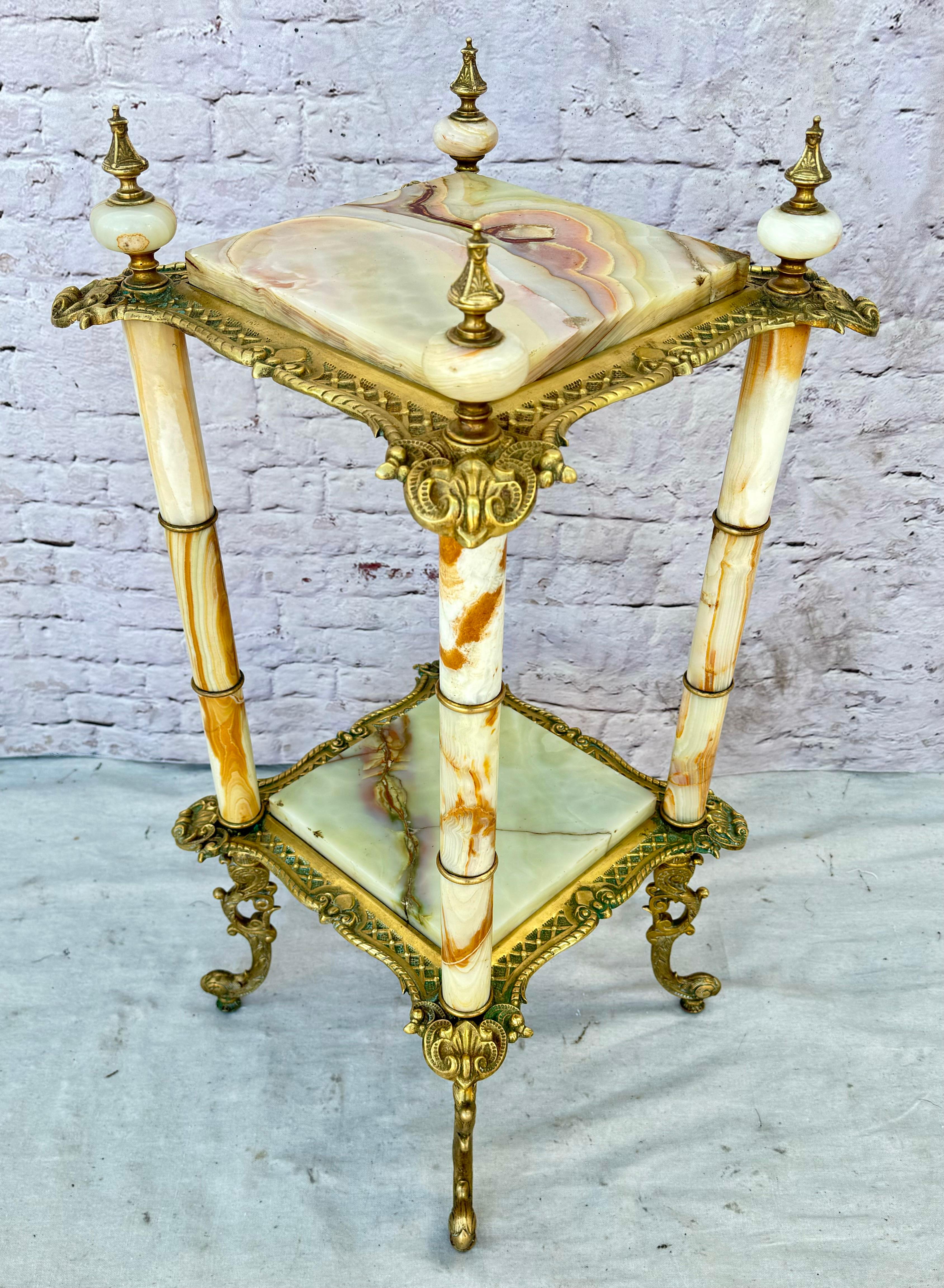 19ème siècle Bronze et Onyx Plant Stand Bon état - En vente à Bradenton, FL