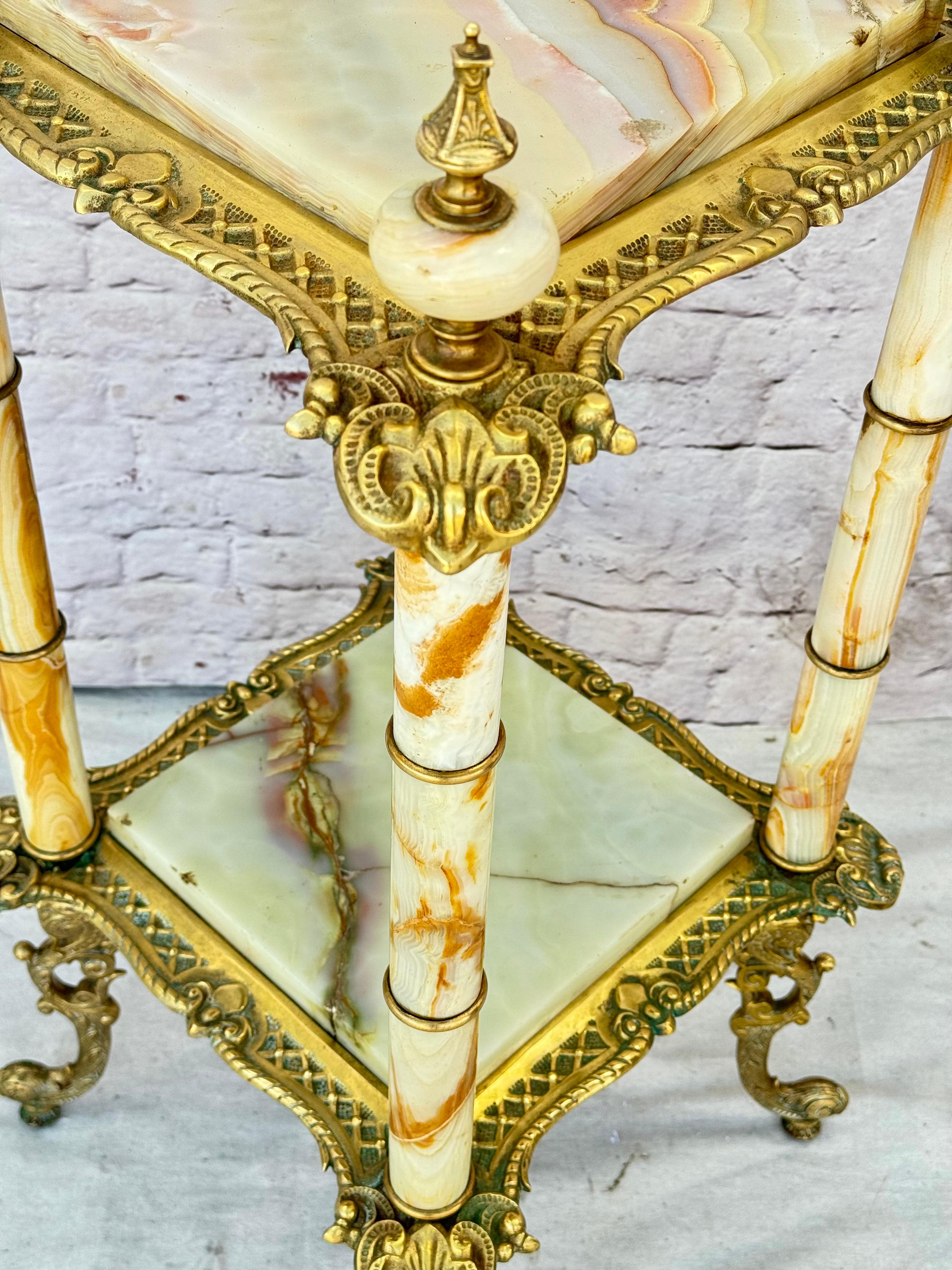 19ème siècle Bronze et Onyx Plant Stand en vente 1