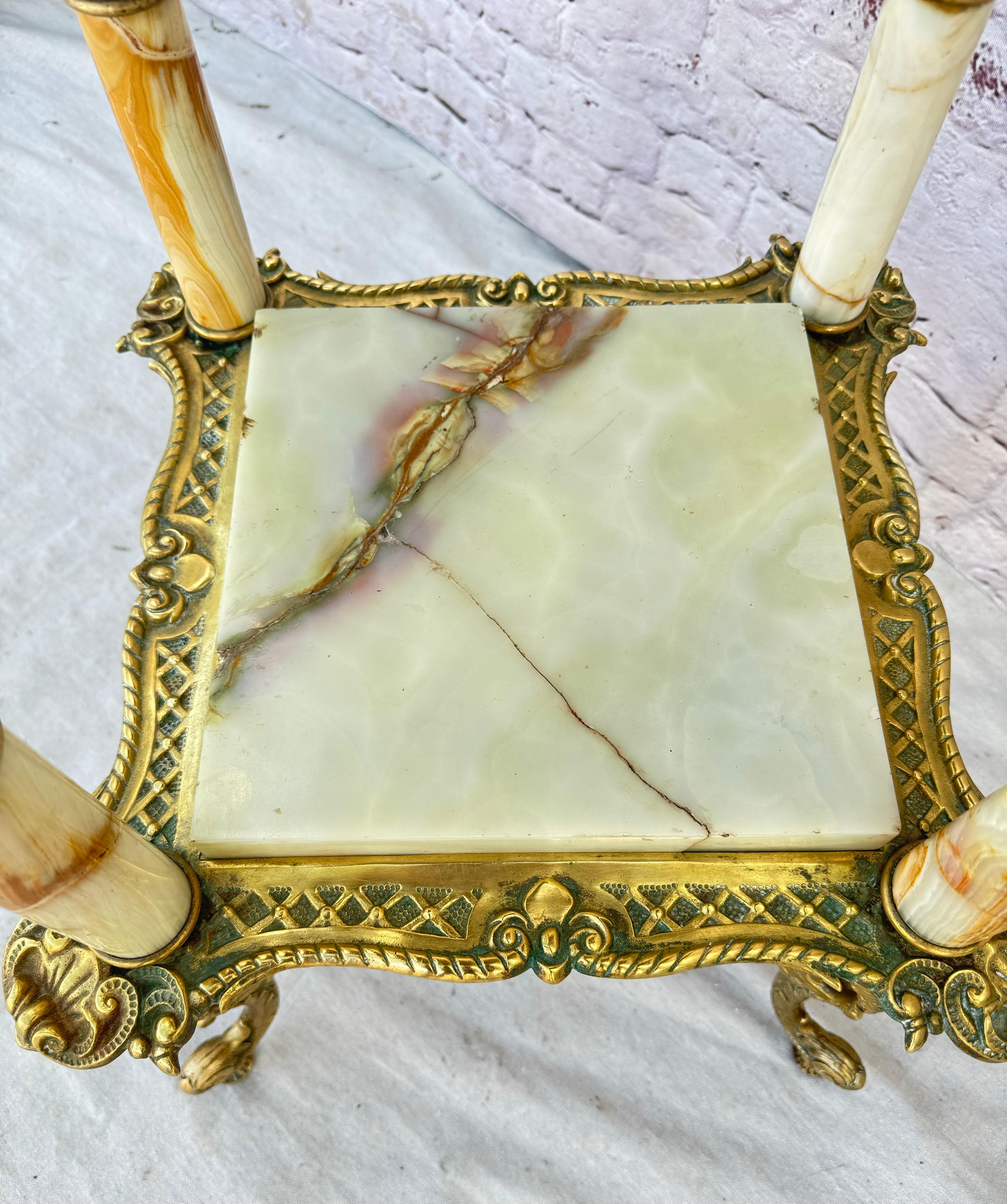 19ème siècle Bronze et Onyx Plant Stand en vente 3