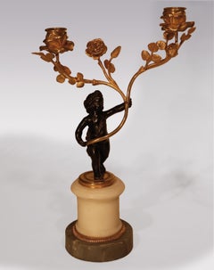 19th Century Bronze and Ormolu 2-Light Cherub Candelabra