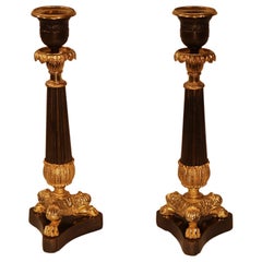 Antique 19th Century Bronze and Ormolu Candlesticks
