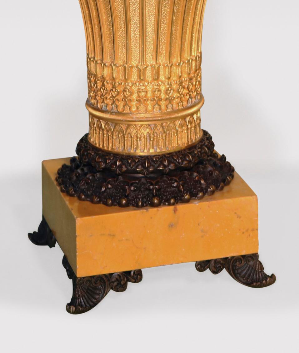 English 19th Century bronze and ormolu Gothic style vase-shaped tazzas