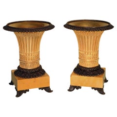 19th Century bronze and ormolu Gothic style vase-shaped tazzas
