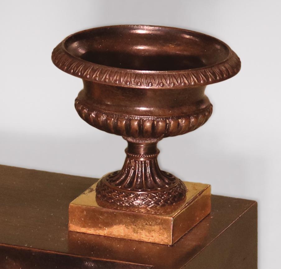 English 19th Century Bronze and Ormolu Pen Tray with Urns