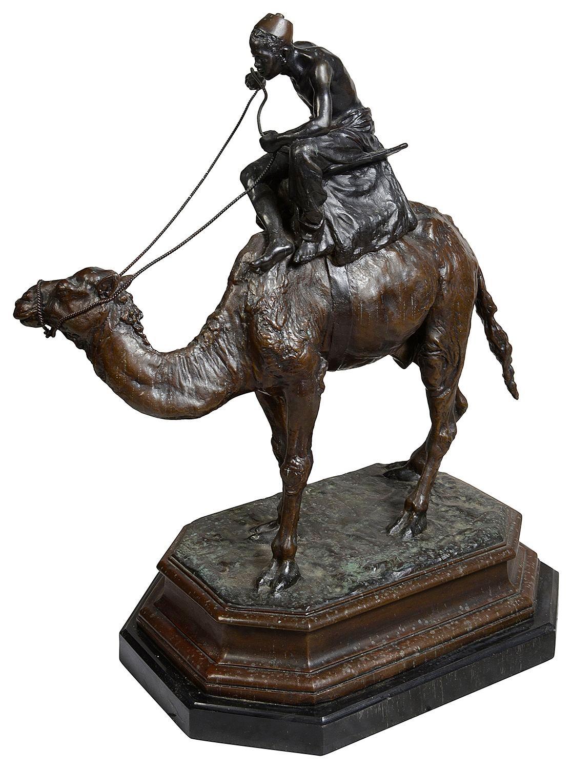 Francese Arabo in bronzo del XIX secolo su un cammello. in vendita