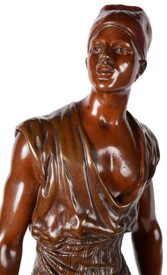 Portatore d'acqua arabo in bronzo del XIX secolo di Debut