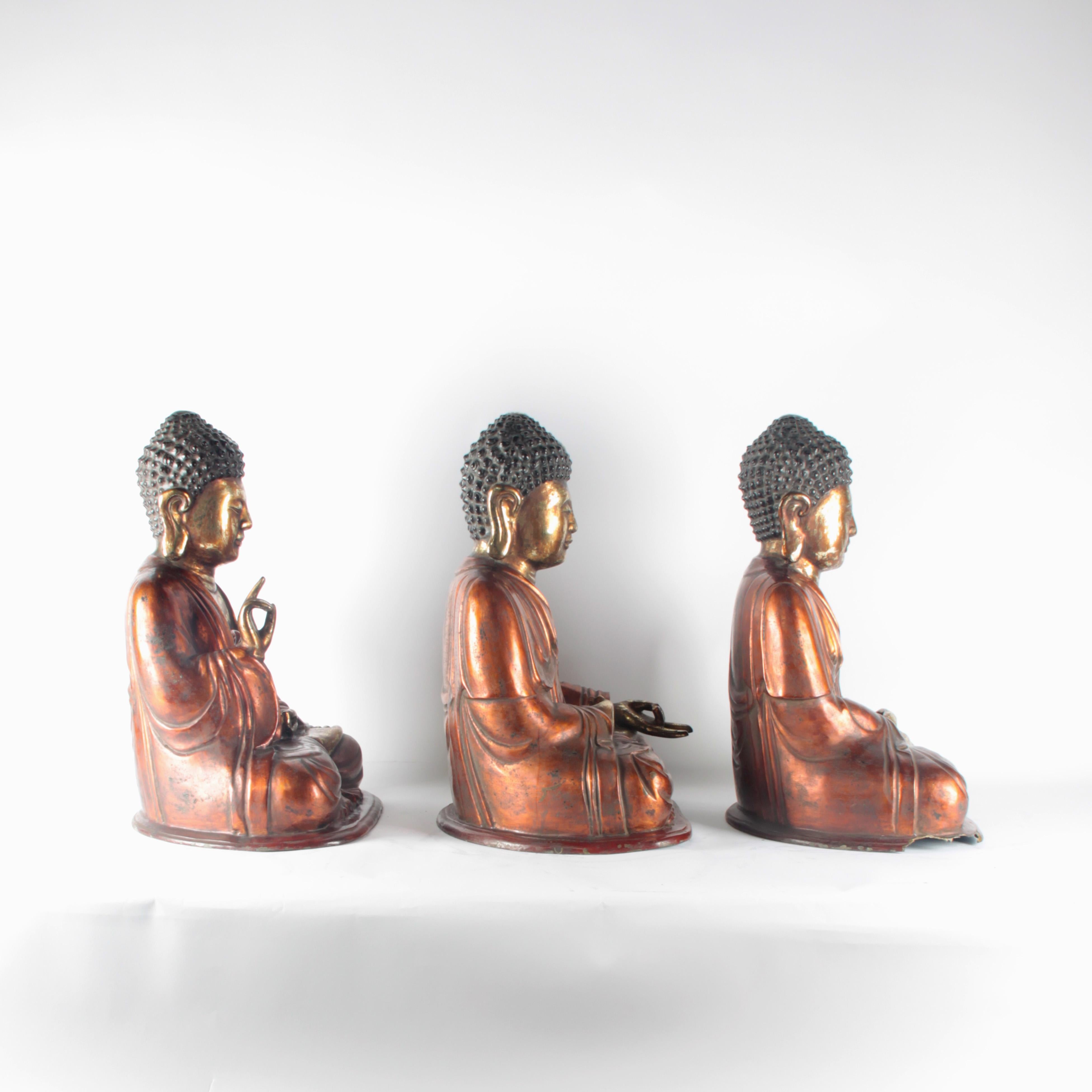 Lacquered 19th Century Bronze Asian ‘Vietnam’ Buddhas For Sale