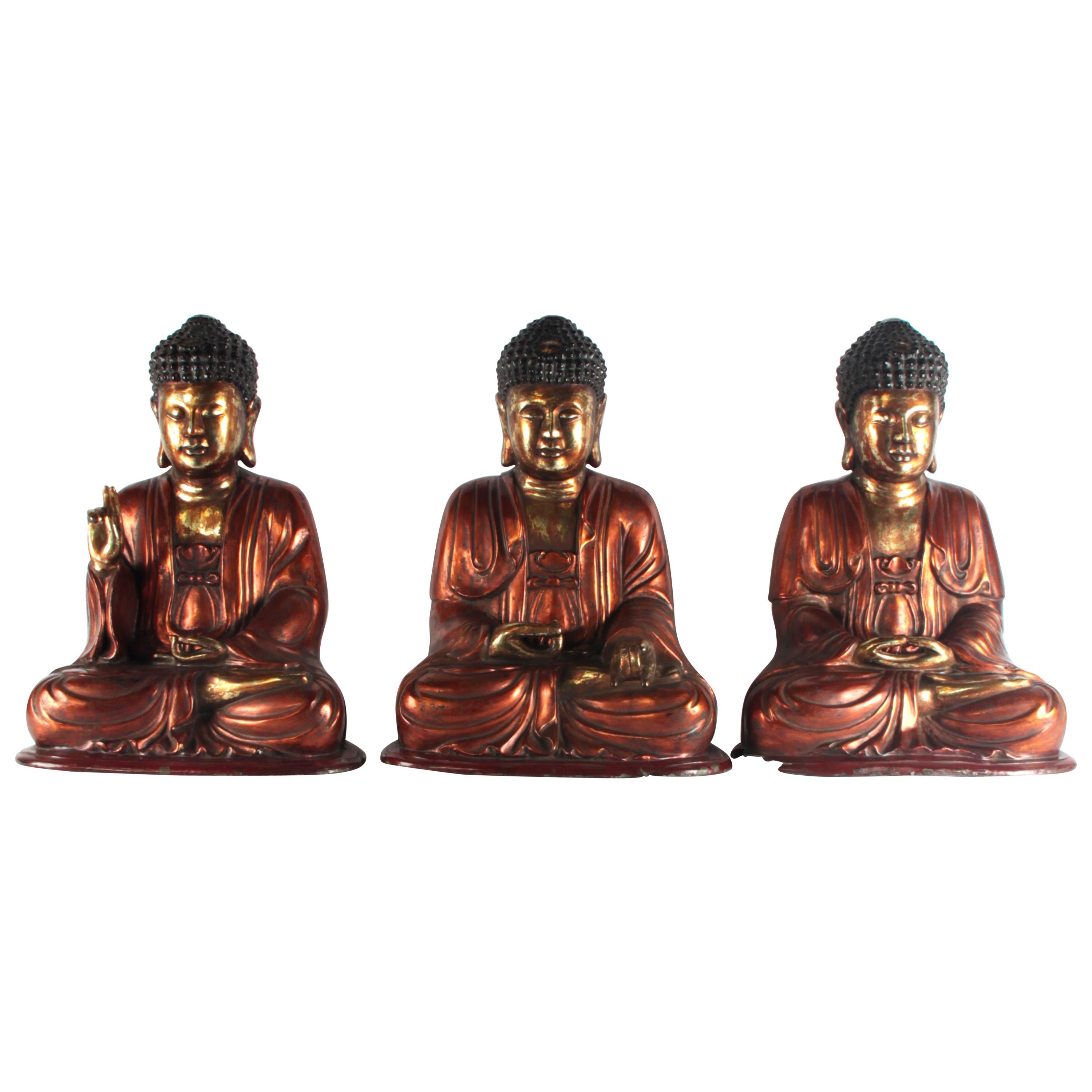 Asiatische Vietnam-Buddhas aus Bronze des 19. Jahrhunderts