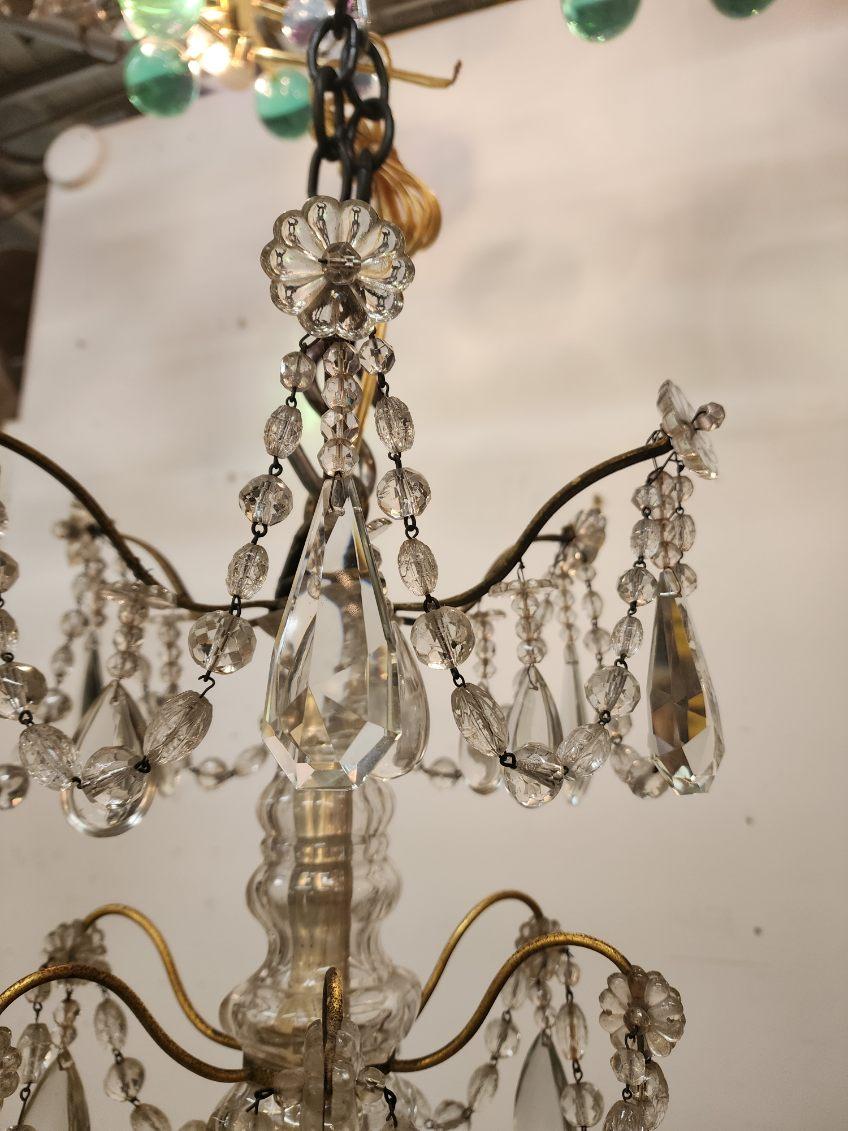 This is a beautiful 19th century French bronze baccarat chandelier. It is rewired, and ready to hang. 