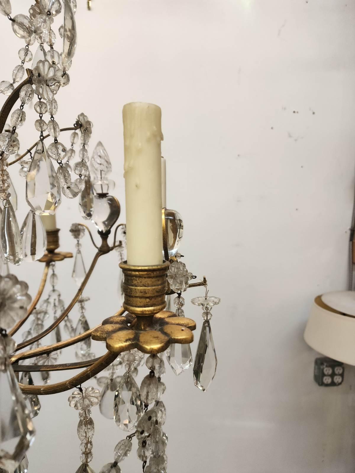 19th Century Bronze Baccarat Chandelier In Excellent Condition For Sale In Dallas, TX