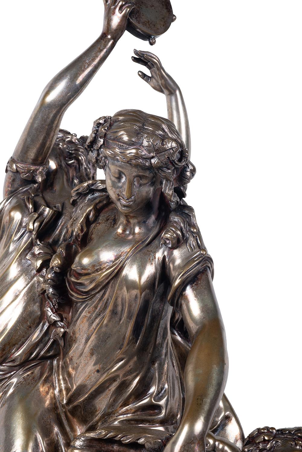Francese Gruppo di clodio in bronzo del XIX secolo influenzato da Bacco in vendita