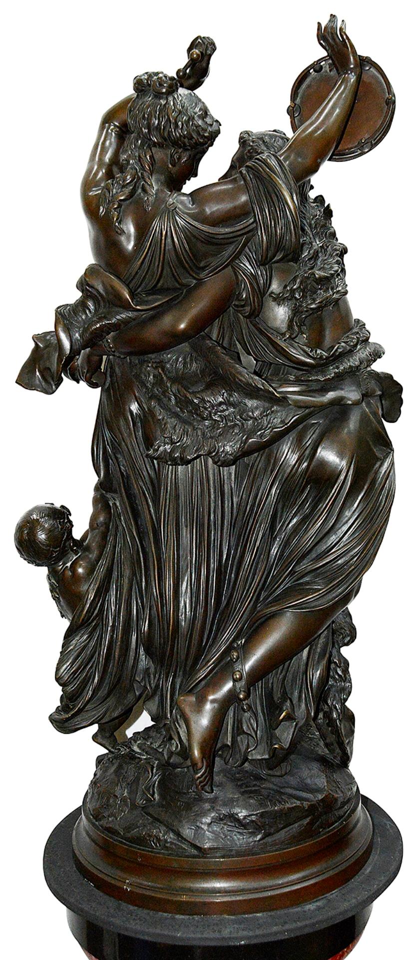 French 19th Century Bronze Bacchus Influenced Dancing Maidens on Pedestal For Sale