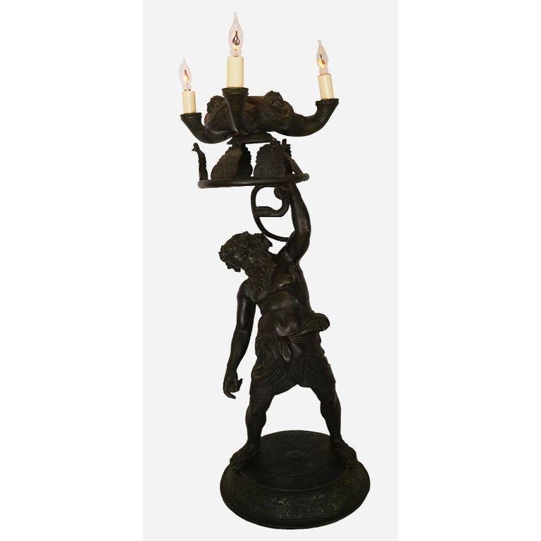 19th Century Bronze Bacchus Lamp In Good Condition For Sale In Salt Lake City, UT