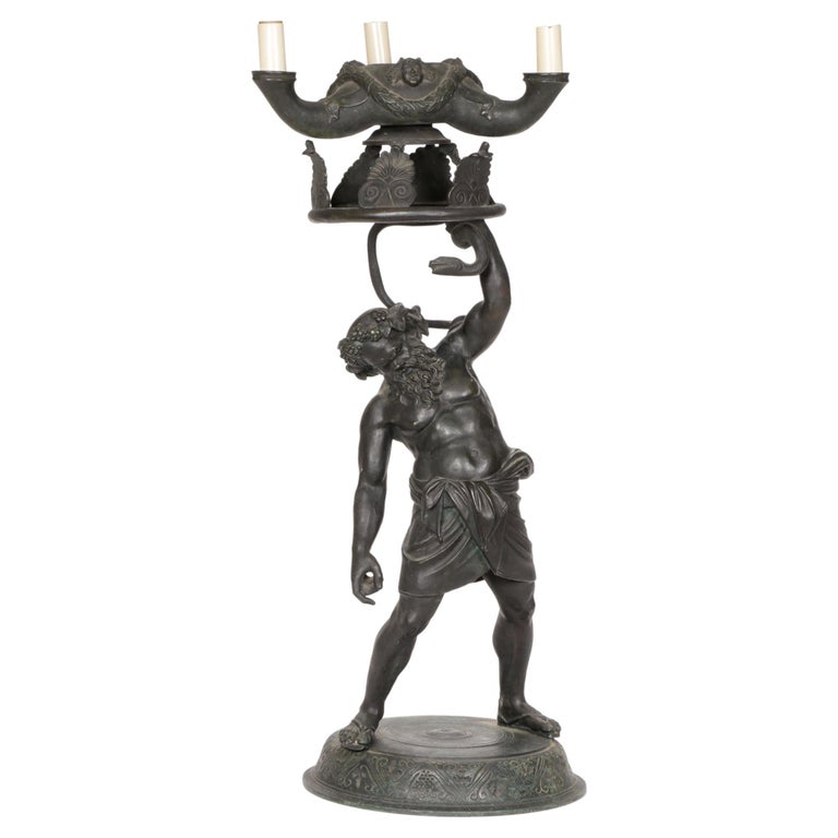 19th Century Bronze Bacchus Lamp For Sale