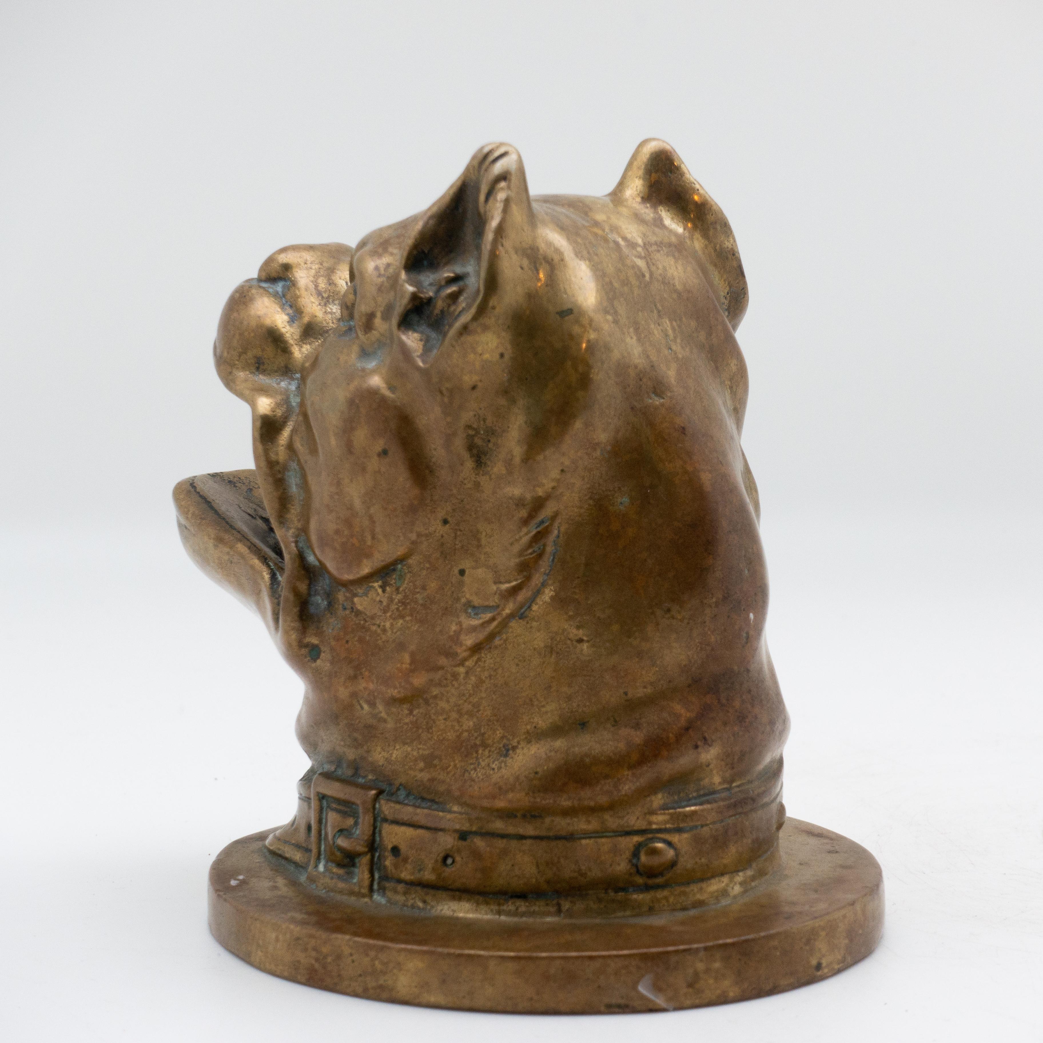 Kläffende Bulldogge mit Halsbandkopf aus Bronze, 19. Jahrhundert (Napoleon III.)