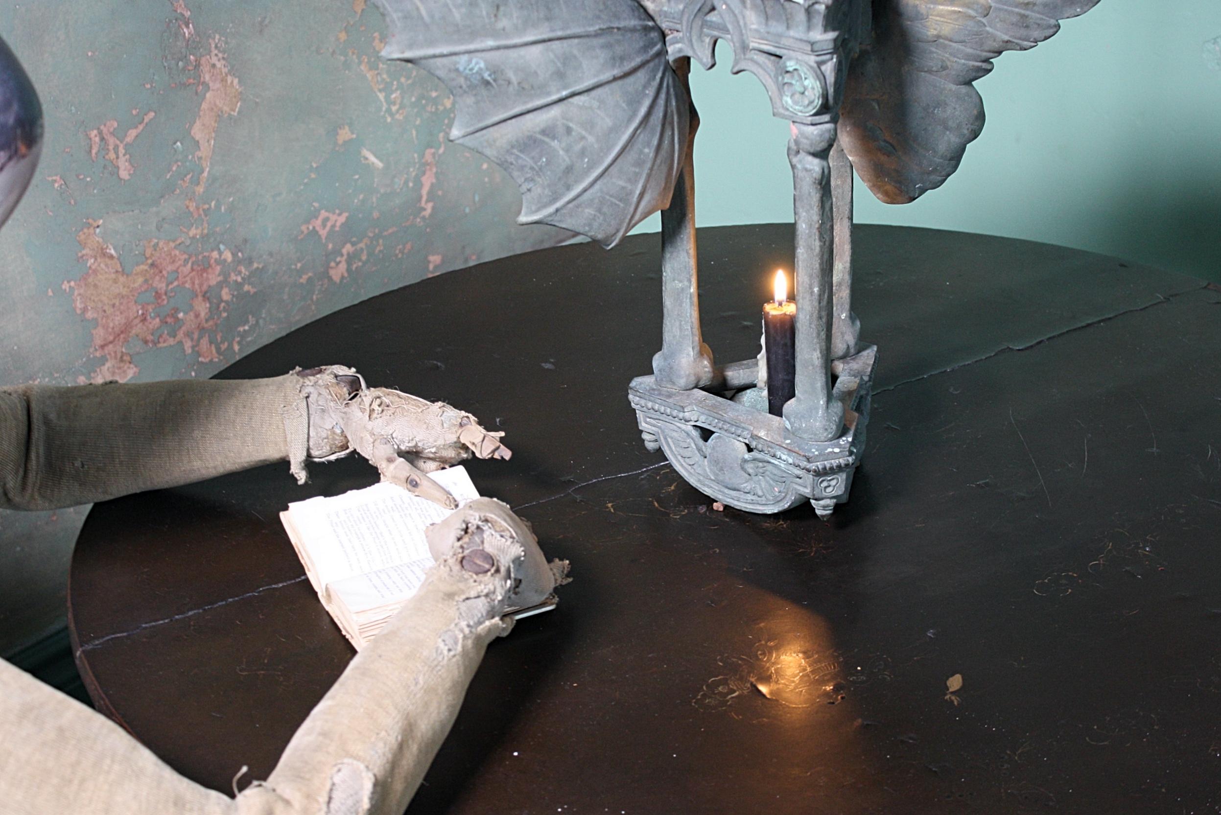 19th Century Bronze Bat Angle Winged Church Crypt Lantern Memento Mori  4