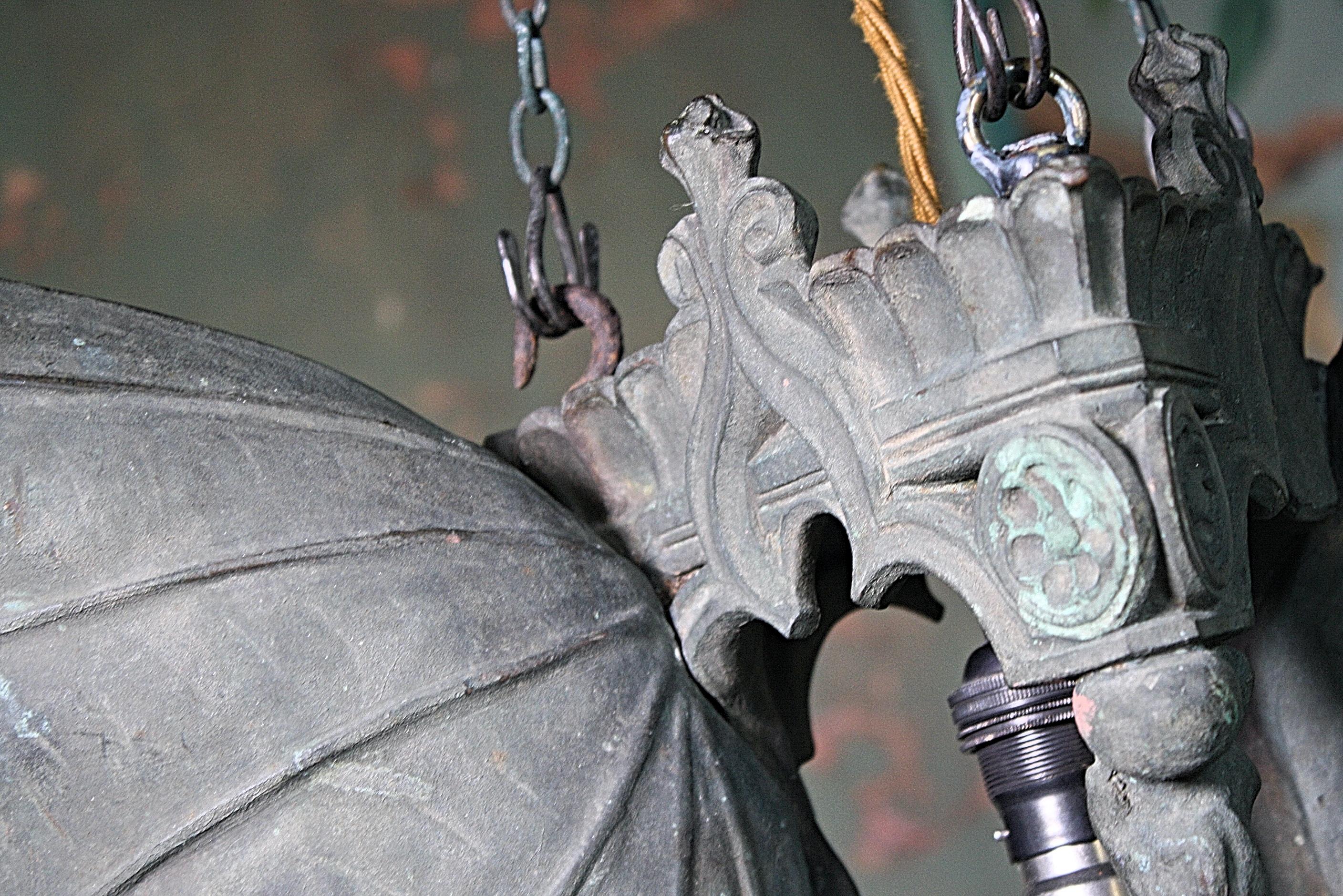 European 19th Century Bronze Bat Angle Winged Church Crypt Lantern Memento Mori 
