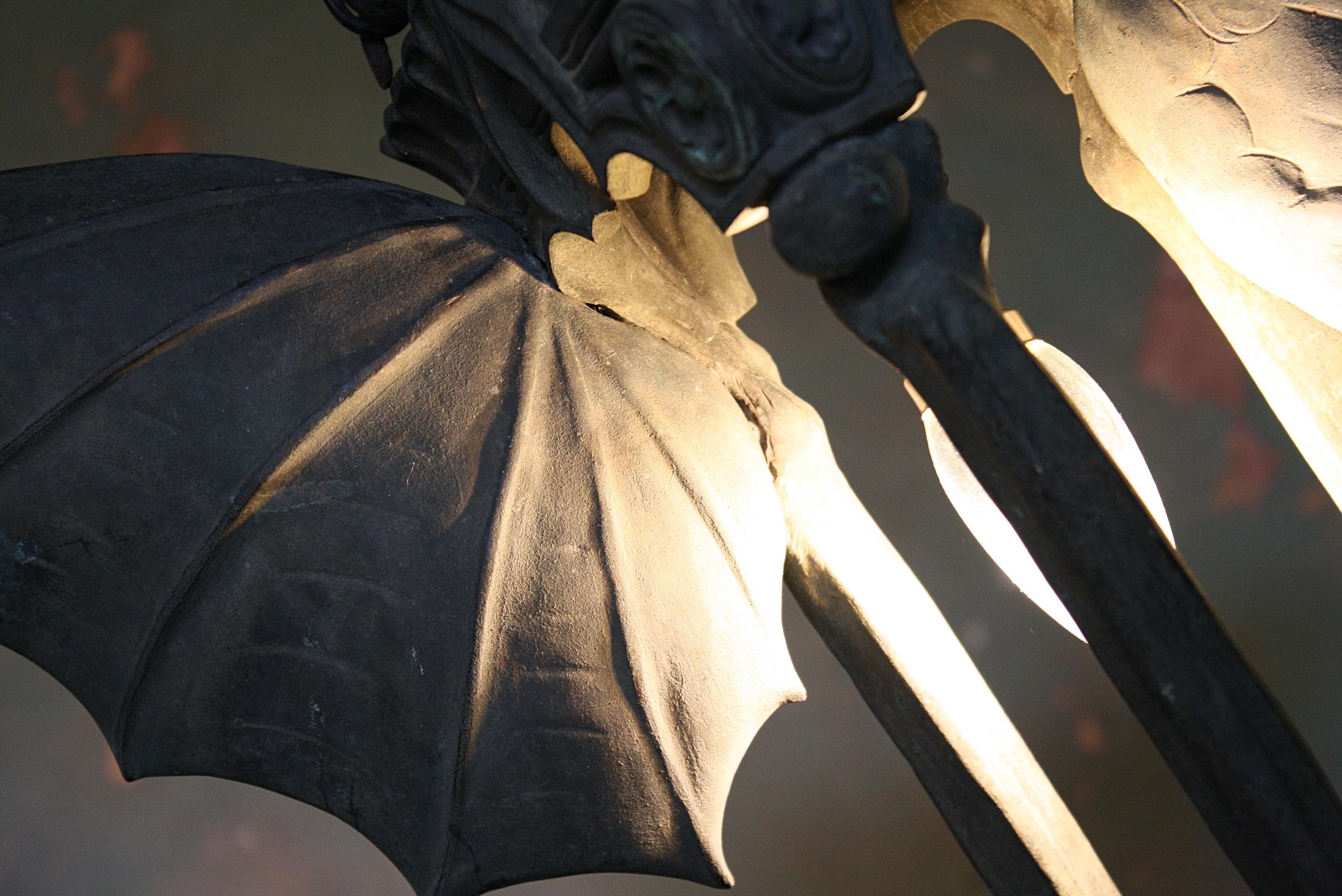 19th Century Bronze Bat Angle Winged Church Crypt Lantern Memento Mori 2