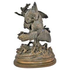 Sculpture d'oiseaux en bronze du 19ème siècle