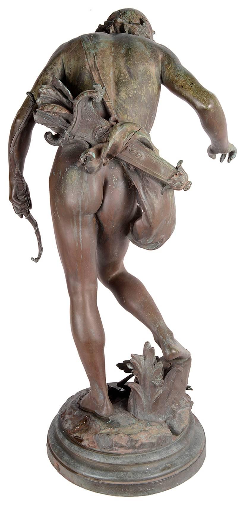 French 19th Century Bronze Boy Hunter, by Barbedienne