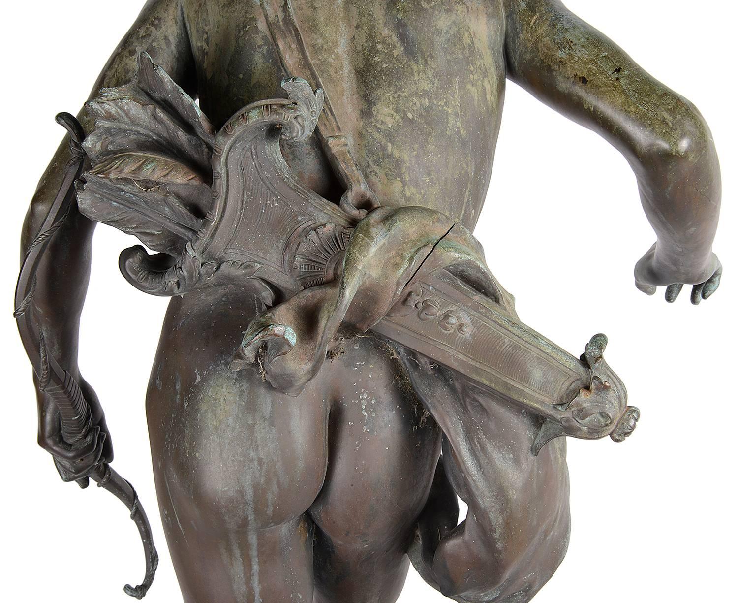 19th Century Bronze Boy Hunter, by Barbedienne In Good Condition In Brighton, Sussex