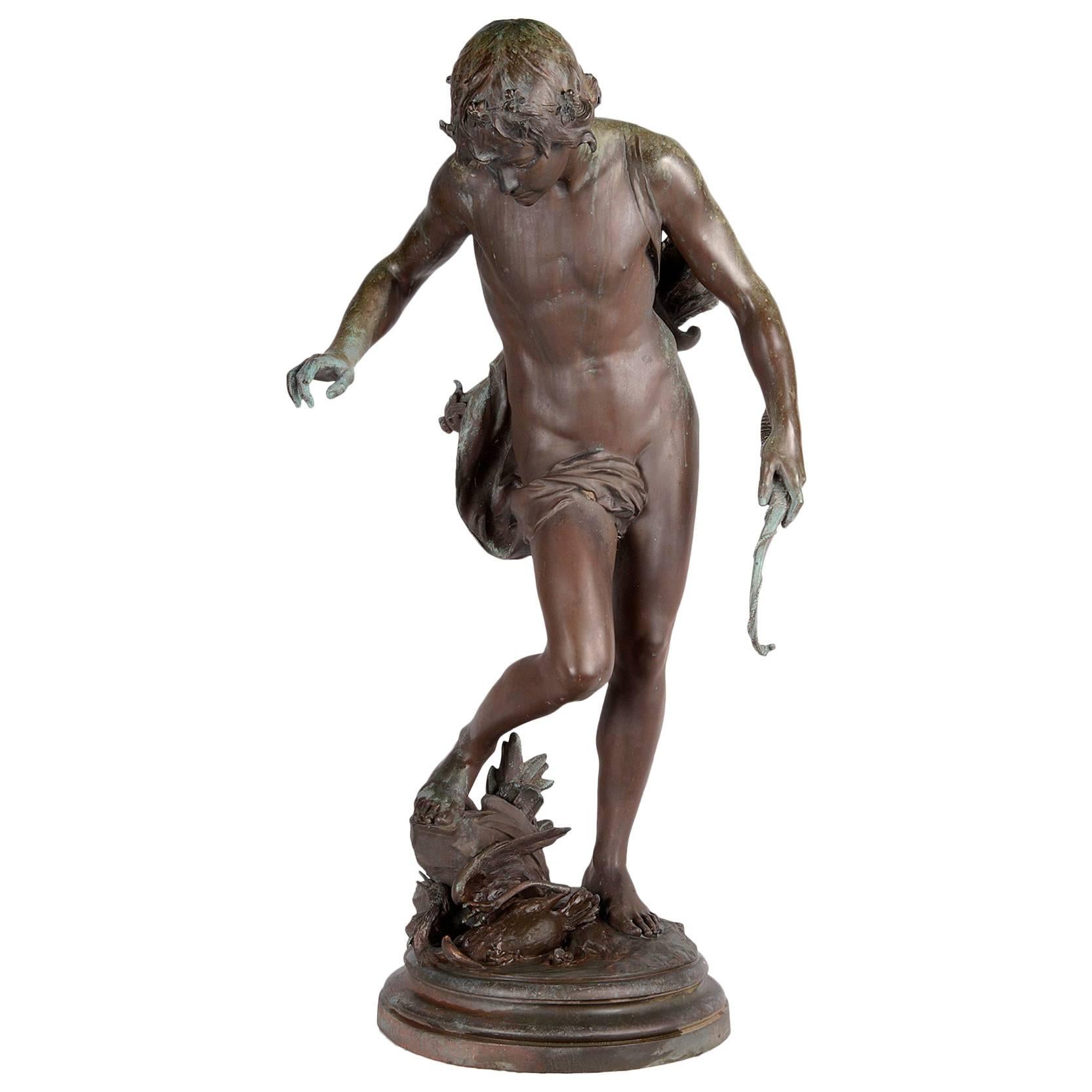 Cacciatore di ragazzi in bronzo del XIX secolo, di Barbedienne