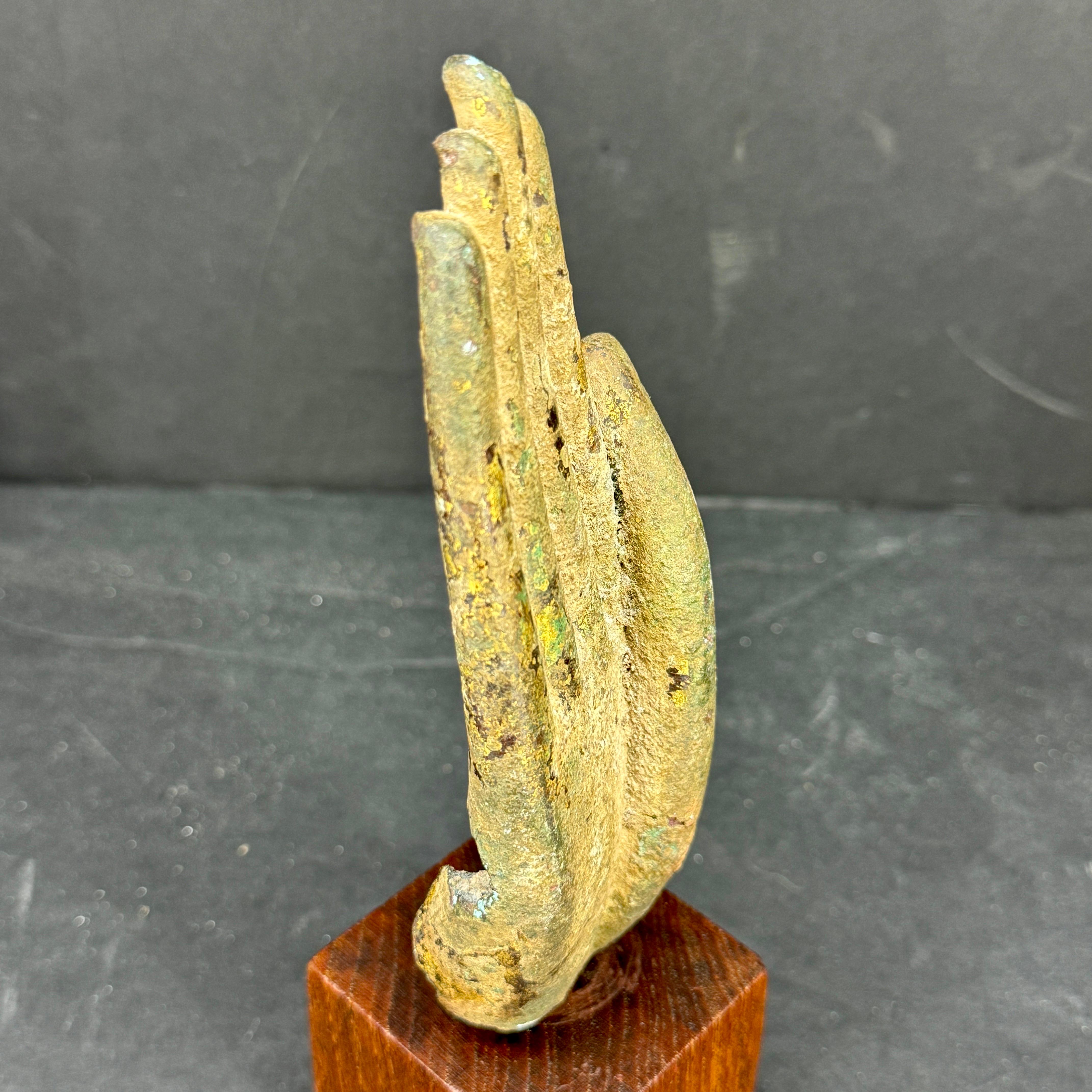 19th Century Bronze Buddha Hand Fragment on Walnut Stand For Sale 5