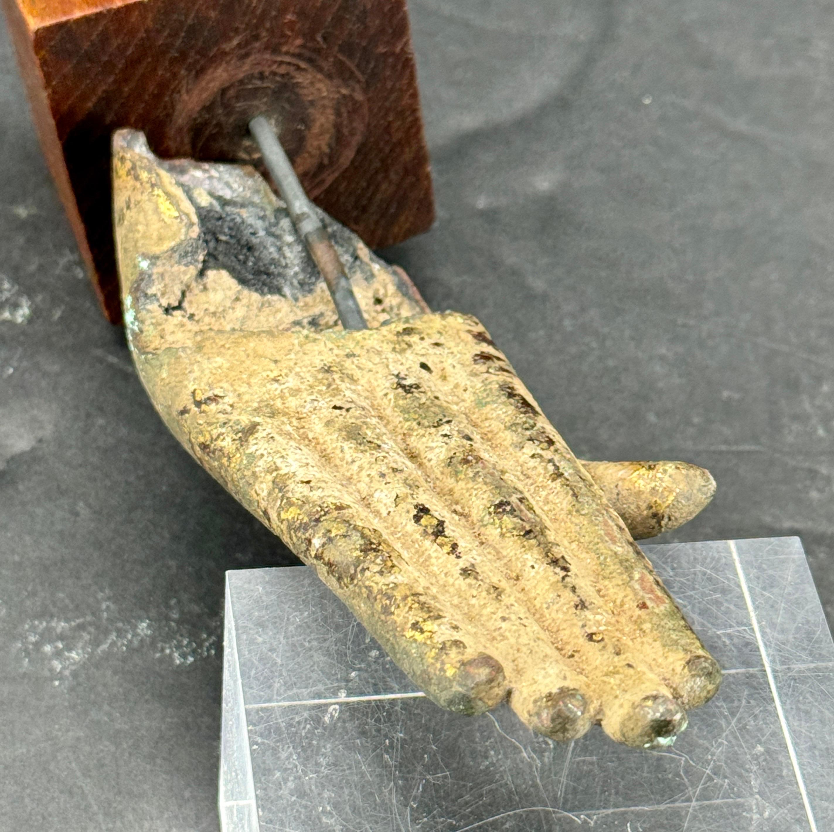 19th Century Bronze Buddha Hand Fragment on Walnut Stand For Sale 10