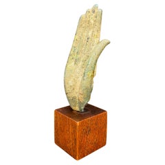 19th Century Bronze Buddha Hand Fragment on Walnut Stand